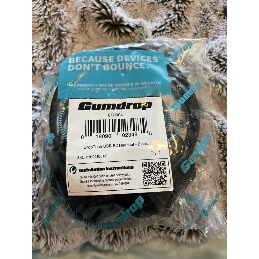 Gumdrop DROPTECH™ USB B2 HEADPHONES WITH MIC - New/Black 